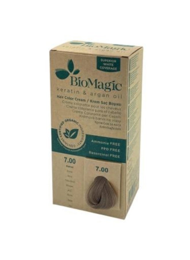 Ammonia-Free Hair Color Cream with Keratin and Argan Oil 7.00 Blonde